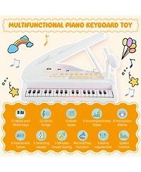 Gymax 37 Keys Kids Piano Keyboard Toy Toddler Musical Instrument w/ Stool & Microphone
