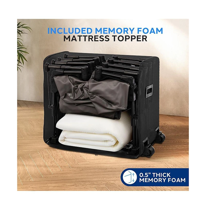 SereneLife Luxe Series Ez Bed, Queen Air Mattress with Frame & Memory Foam Cover