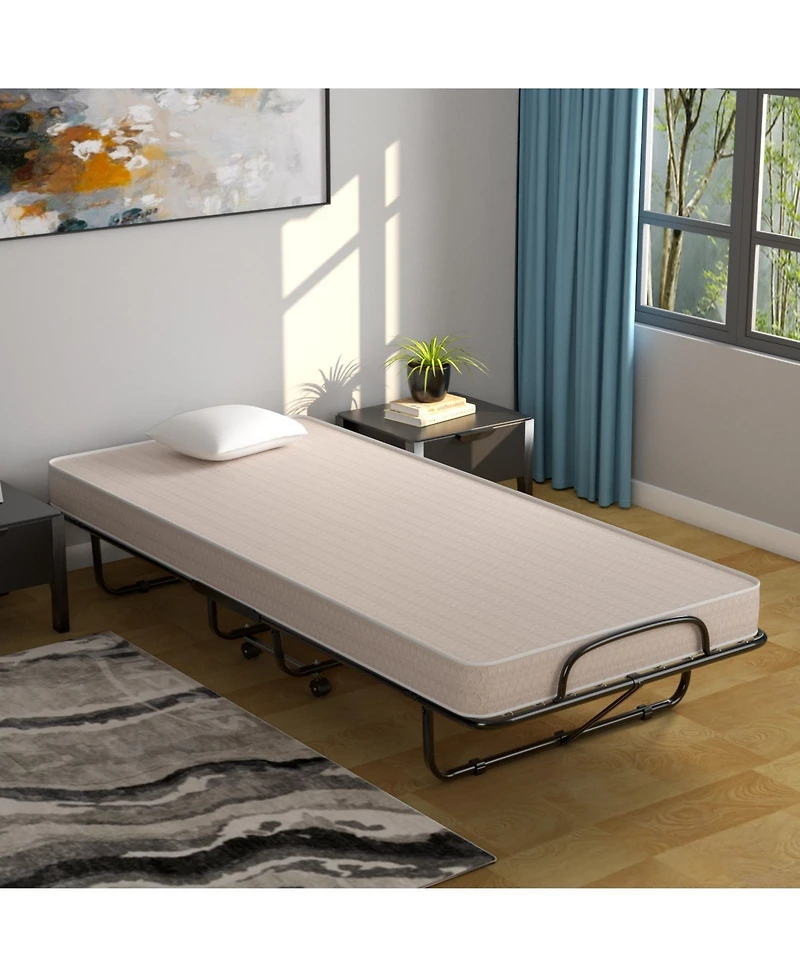 Gouun Rollaway Guest Bed with Sturdy Steel Frame and Memory Foam Mattress Made Italy