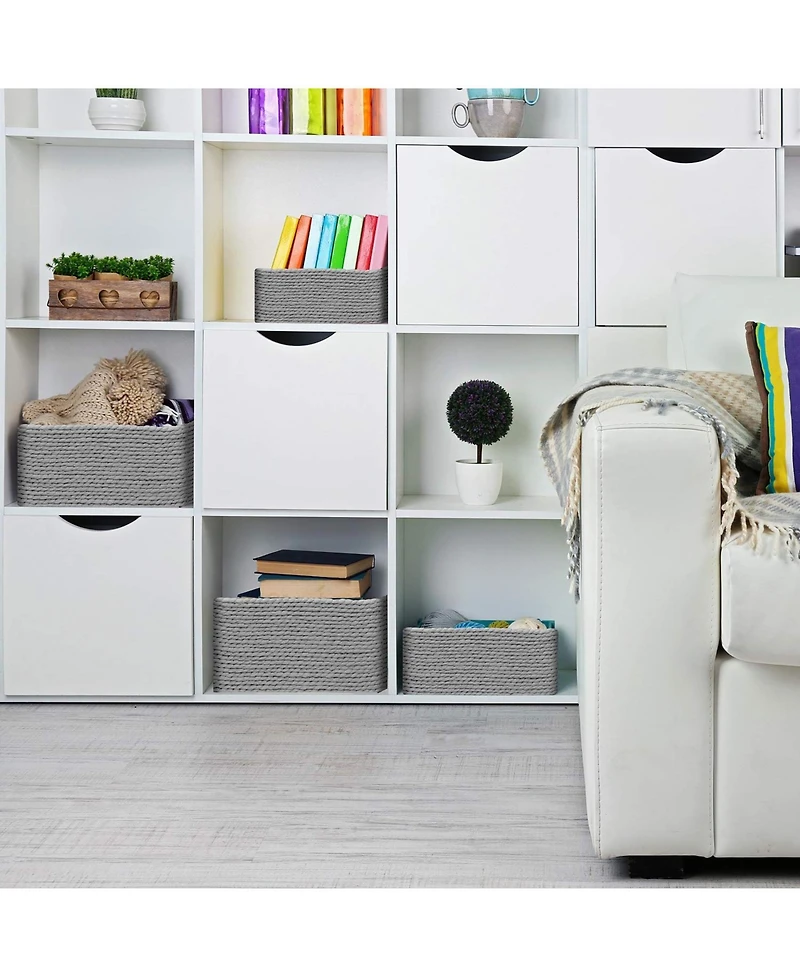 Sorbus Storage Baskets 4-Piece Set - Stackable Woven Basket Paper Rope Bin Boxes for Makeup, Office Supplies, Bedroom, Closet