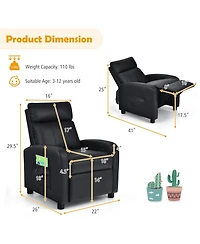 Gouun Ergonomic Pu Leather Kids Recliner Lounge Sofa for 3-12 Age Group