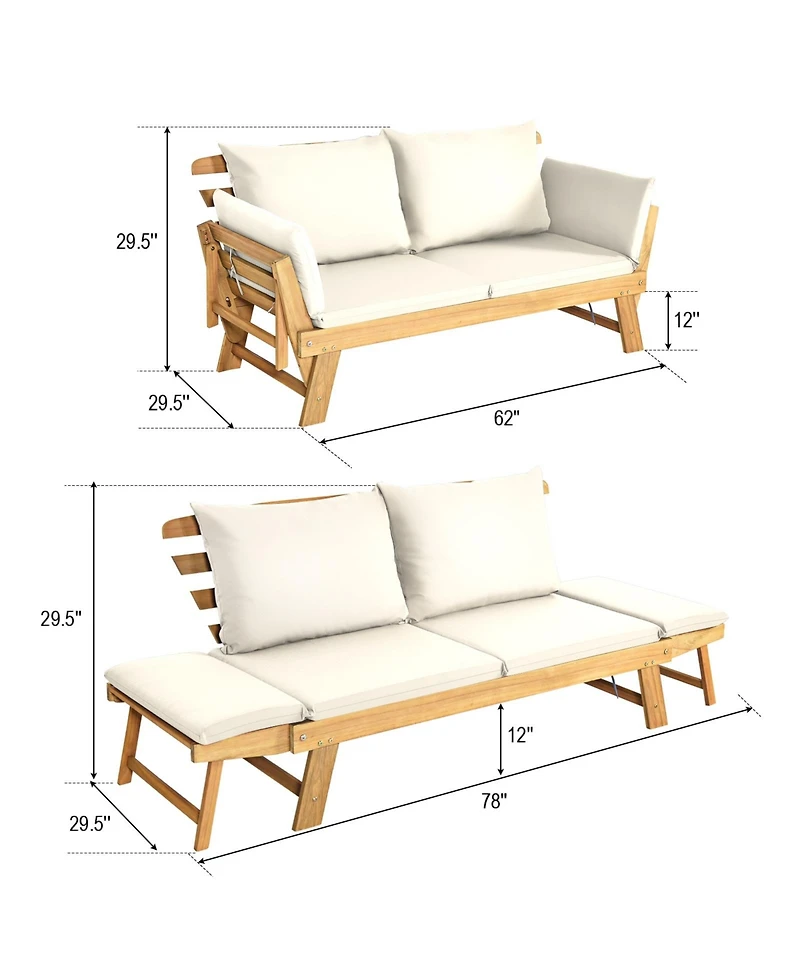 Gouun Adjustable Patio Convertible Sofa with Thick Cushion