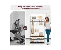 gaomon Coat Rack Shoe Bench, 4-in-1 Hall Trees Entryway Bench with Coat Rack and Shoe Rack