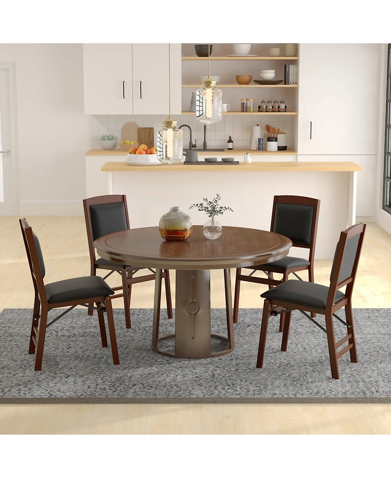 Gouun Set of 2 Folding Dining Chairs with Padded Seat and High Backrest