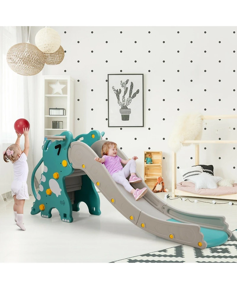 Gouun 4-in-1 Kids Climber Slide Play Set with Basketball Hoop