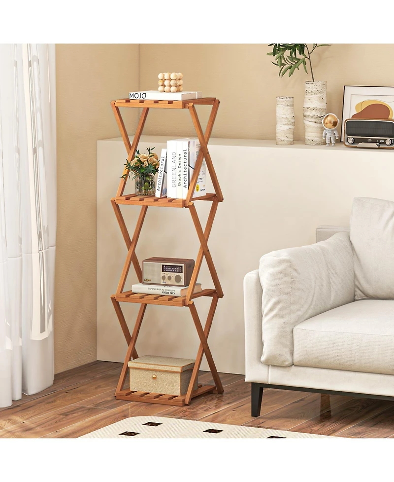 Gouun 4-Tier Folding Plant Rack and Free Standing Shoe Rack