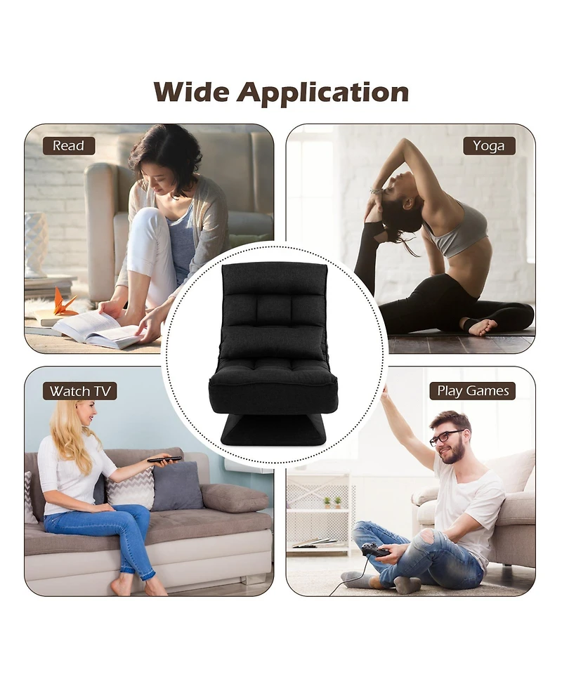 Gouun 5-Level Adjustable 360° Swivel Floor Chair with Massage Pillow