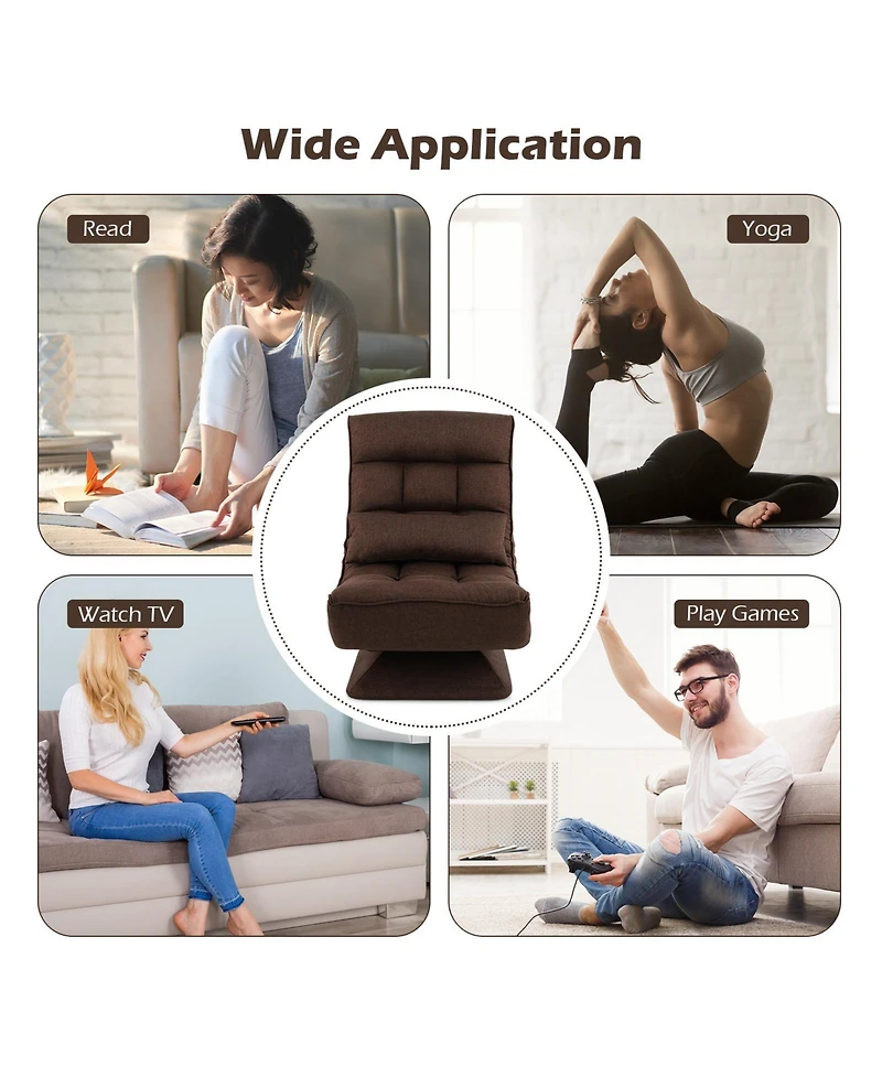 Gouun 5-Level Adjustable 360° Swivel Floor Chair with Massage Pillow