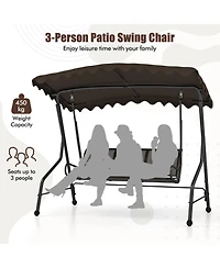Gouun 3-Seat Outdoor Porch Canopy Swing with Adjustable Shading
