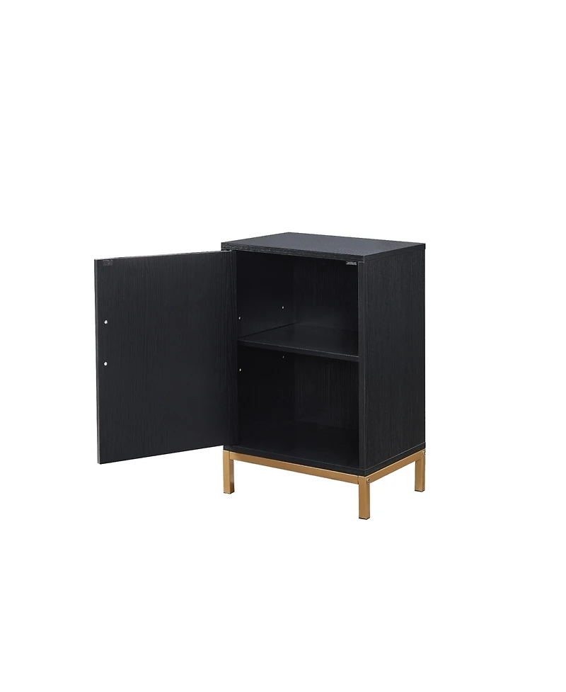 Kings Brand Furniture - Grant Accent Cabinet Side End Table, Bedside Nightstand for Bedroom Living Room, Black/Gold