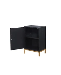 Kings Brand Furniture - Grant Accent Cabinet Side End Table, Bedside Nightstand for Bedroom Living Room, Black/Gold