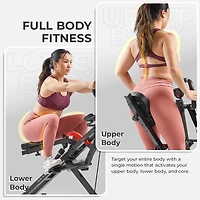 Sunny Health & Fitness Row-n-Ride Pro Assisted Squat Rowing Machine, 300 Lb Capacity Hydraulic Rower w Free SunnyFit App via Bluetooth