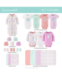 The Peanutshell Baby Girls Layette Gift Set Girls, Ocean Flower, 23 Essential Pieces, 0-3 Months