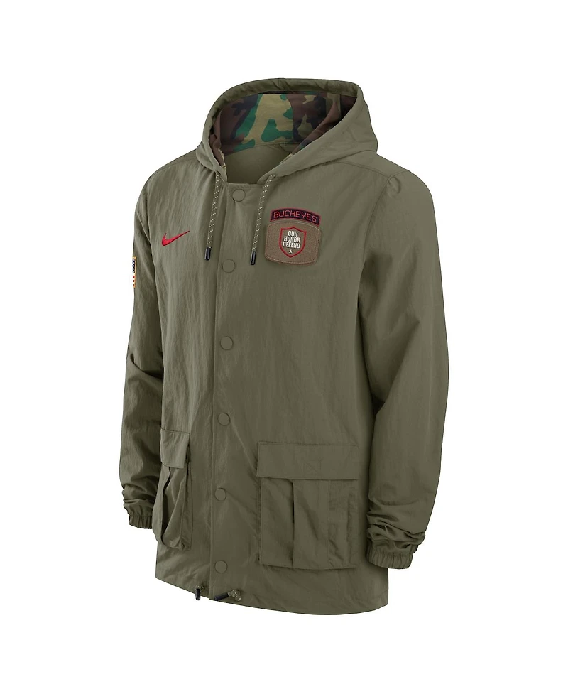 Nike Men's Olive Ohio State Buckeyes 2024 Military Appreciation Full-Snap Hoodie Jacket