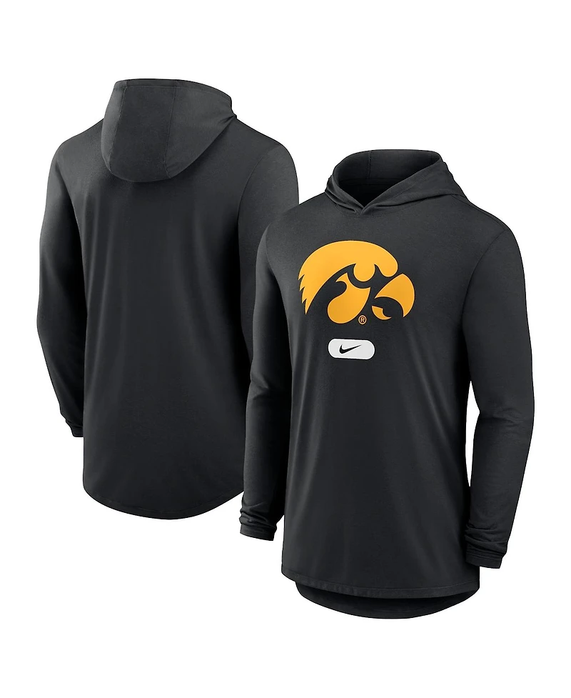 Nike Men's Black Iowa Hawkeyes Lightweight Performance Long Sleeve Hoodie T-Shirt