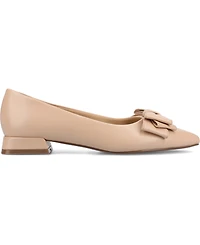 Journee Collection Women's Ophelia Bow Low Block Heel Dress Flats