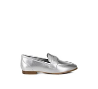Eden Ode Rhinestone Strap Metallic Loafers