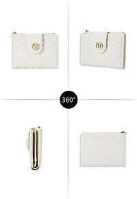 Rosi Women's Genuine Leather Wallets V-stripe Quilted 20+ card slots Victoria Hyde