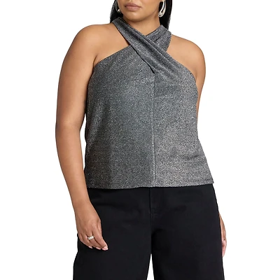Eloquii Women's Lurex Halter Top