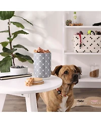 Bone Dry Ceramic Pet Treat Canister Trellis Paw