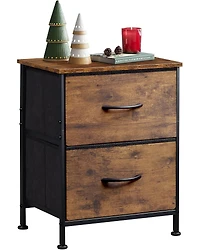 Wlive Nightstand 2 Drawer Dresser for Bedroom Small Dresser with 2 Drawers Bedside Furniture Night Stand End Table with Fabric Bins for Bedroom Closet