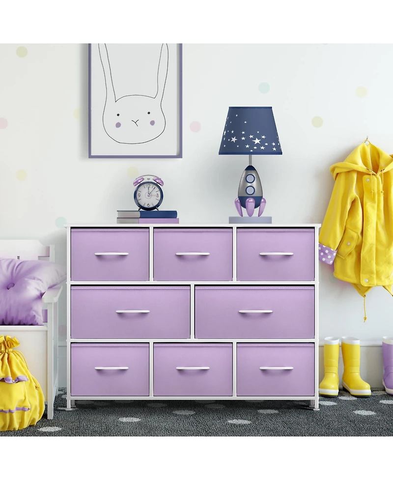 Sorbus 8 Drawers Wide Dresser - Organizer Unit with Steel Frame Wood Top and