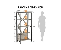 gaomon 5 Tier Bookshelf with Led Lights, Tall Bookcase with Open Display Shelves