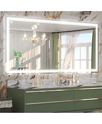 keonjinn Frameless Led Lighted Bathroom Vanity Mirror with Brightness Adjustable, Memory Function