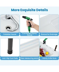 Gouun 2 in 1 Folding Fish Cleaning Table with Sink and Faucet for Patio Bbq