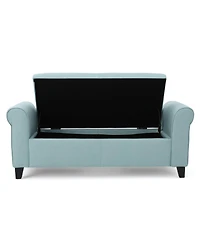 50" Upholstered Storage Ottoman Bench with Rolled Arms, Storage for Small Spaces-The Pop Home