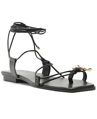 Arezzo Women's Siena Square Toe Ring Flat Sandals
