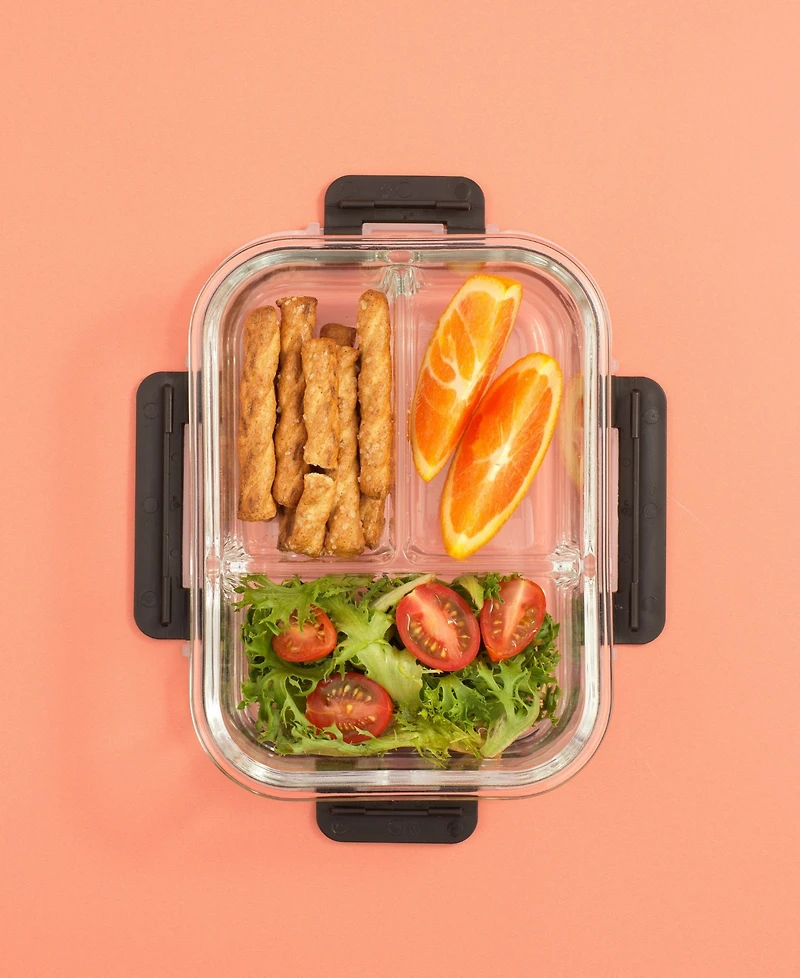 JoyJolt 3-Sectional Set of 5 Glass Food Storage Containers