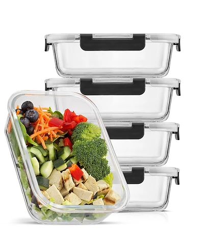 JoyJolt 2-Sectional Set of 5 Food Prep Storage Containers