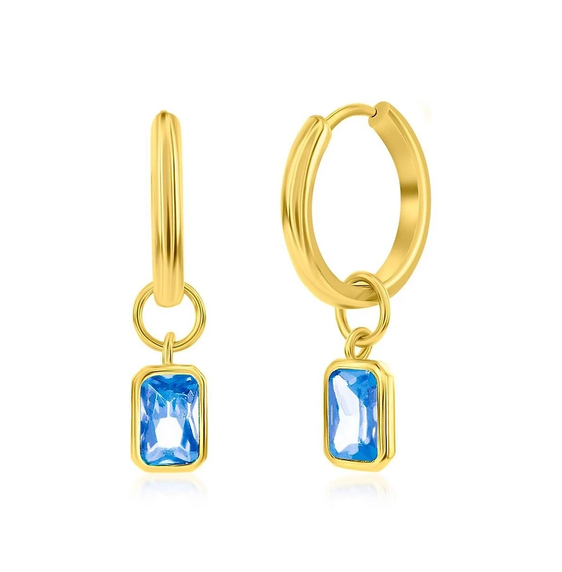 Simona Sterling Silver, Cz Charm Hoop, Gp Earrings