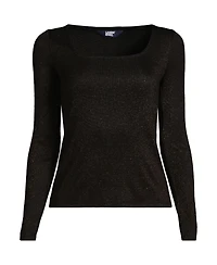 Lands' End Women's Long Sleeve Rib Square Neck Tee