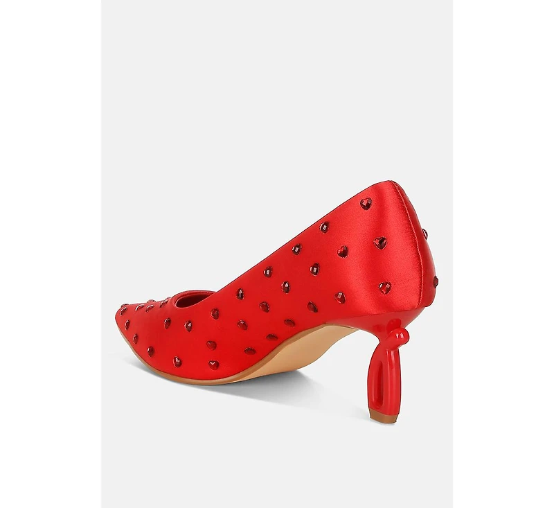 Madhara Heart-Shaped Rhinestones Pumps