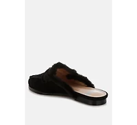 Bosnia Suede & Faux Fur Slip On Mules