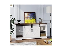 gaomon Farmhouse Tv Stand for 65 Inch Tv, Entertainment Center with Storage and Sliding Barn Doors