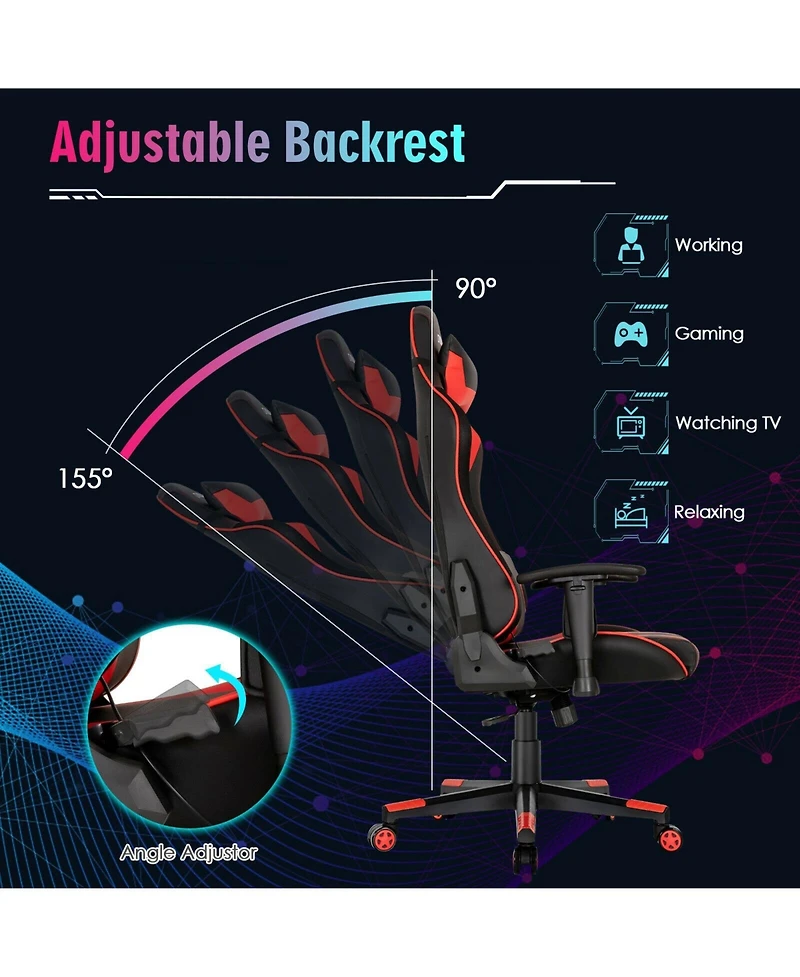 Gouun Gaming Chair Adjustable Swivel Computer Chair with Dynamic Led Lights
