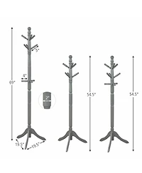 Gouun Entryway Height Adjustable Coat Stand with 9 Hooks
