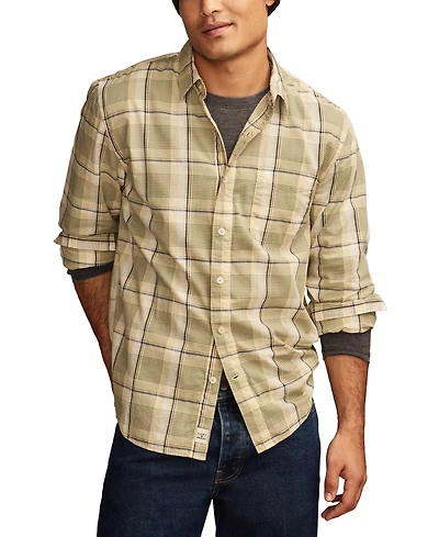 Lucky Brand Men's Plaid One Pocket Poplin Long Sleeve Shirt