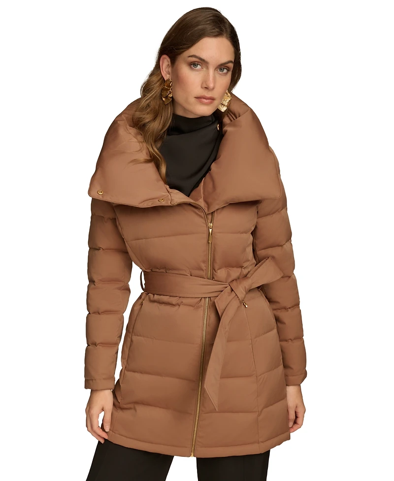 Donna Karan New York Women's Belted Asymmetric Puffer Coat
