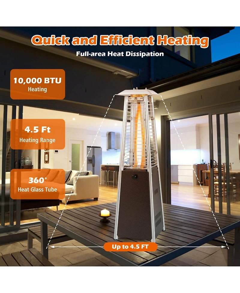 35'' Portable Tabletop Pyramid Patio Heater Steel Propane gas 10000 Btu