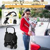 Gymax Portable Baby Stroller One-Hand Fold Pushchair W/ Aluminum Frame