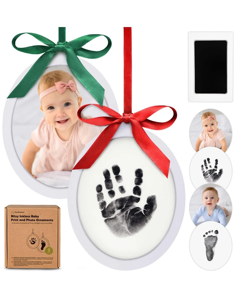 KeaBabies Bitsy Inkless Baby Hand and Footprint Kit, Two-sides Baby Christmas Photo Ornaments, Personalized Baby Keepsake Gifts
