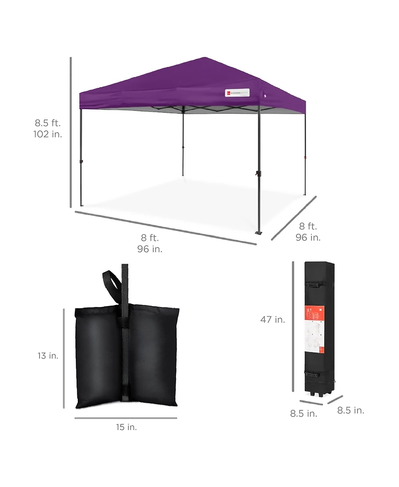 Best Choice Products 8x8ft Easy Setup Pop Up Canopy w/ 1-Button Setup, Wheeled Case