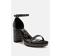 Ronan Rhinestones Embellished Block Sandals Women
