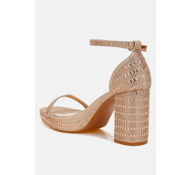 Ronan Rhinestones Embellished Block Sandals Women