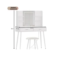gaomon Makeup Vanity Desk, Vanity Mirror with Lights Desk and Chair