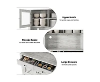 gaomon Kitchen Pantry Cabinet with Microwave Stand, Freestanding Hutch Cabinet with Buffet Cupboard